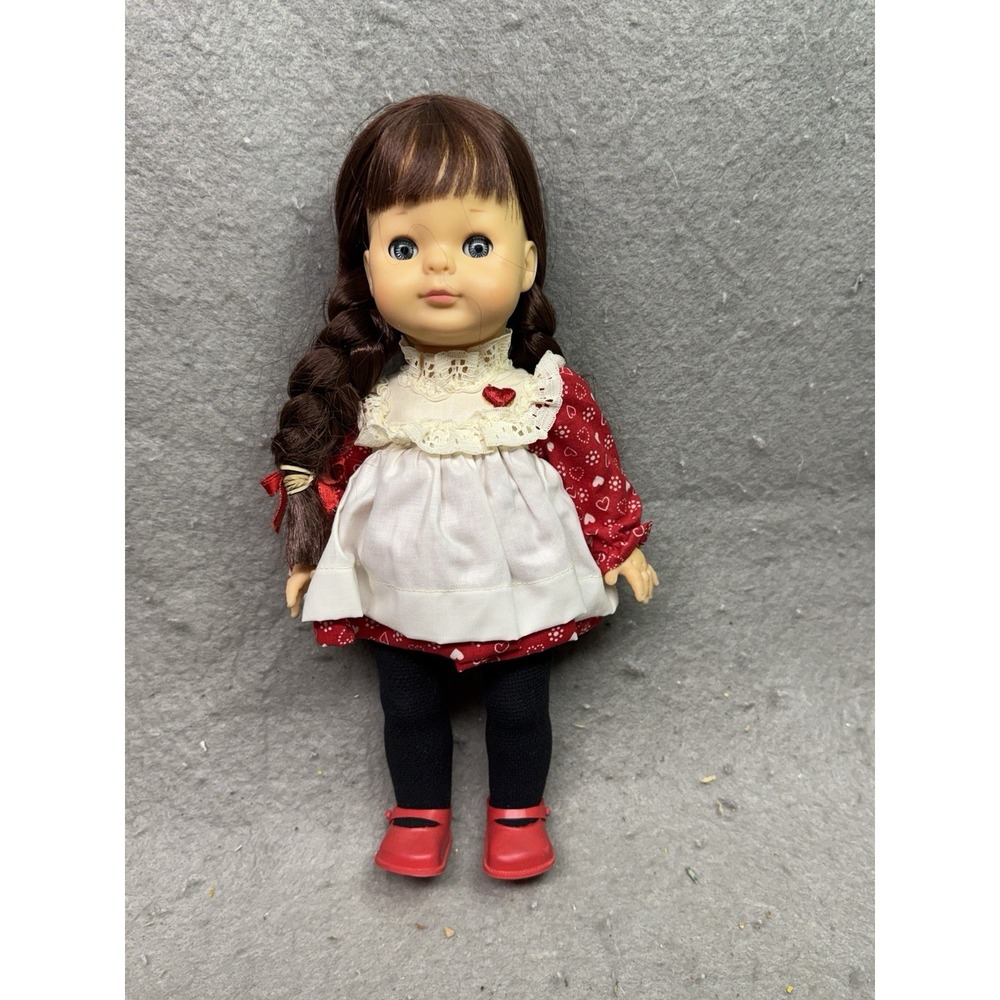 Vintage Fairyland Toy Products Jointed Plastic Doll Red  Dress Sleep Eyes 11"